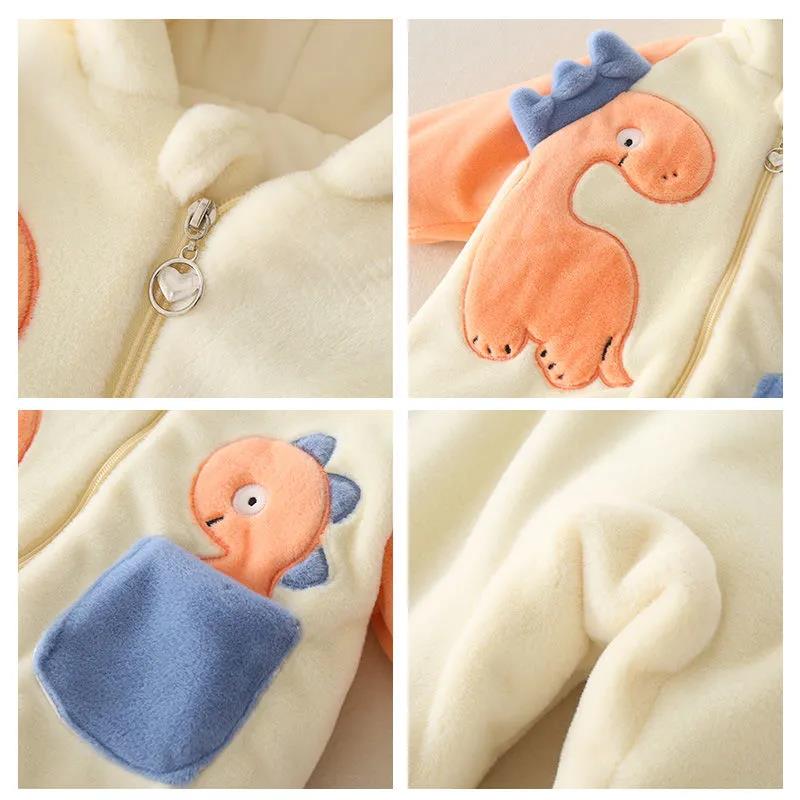 Net Red Baby Clothes Winter Clothes Men's and Women's Baby Full Moon Clothes Climbing Clothes Plush Warm Suit Newborn One-piece Clothes