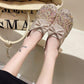 Lace Closed-toe Half Slippers Female Summer Hollow Linen Woven Loafers Lazy Outer Wear Sandals and Slippers