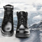 Men's Winter Warm Cotton Boots Wool Cotton Shoes Men's Non-slip Padded Father Shoes Leather Snow Boots