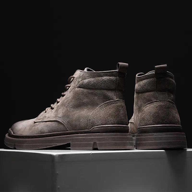 Martin Boots Men's Leather Boots Leather Breathable Men's Shoes Spring and Autumn Boots Outdoor Hiking Shoes Sports Casual Boots