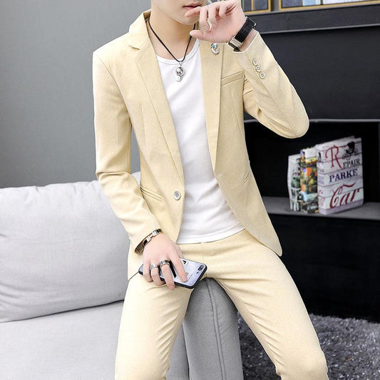 Men's Slim Fit Suits Teenagers Handsome Fashion Suits Casual Trend Suits