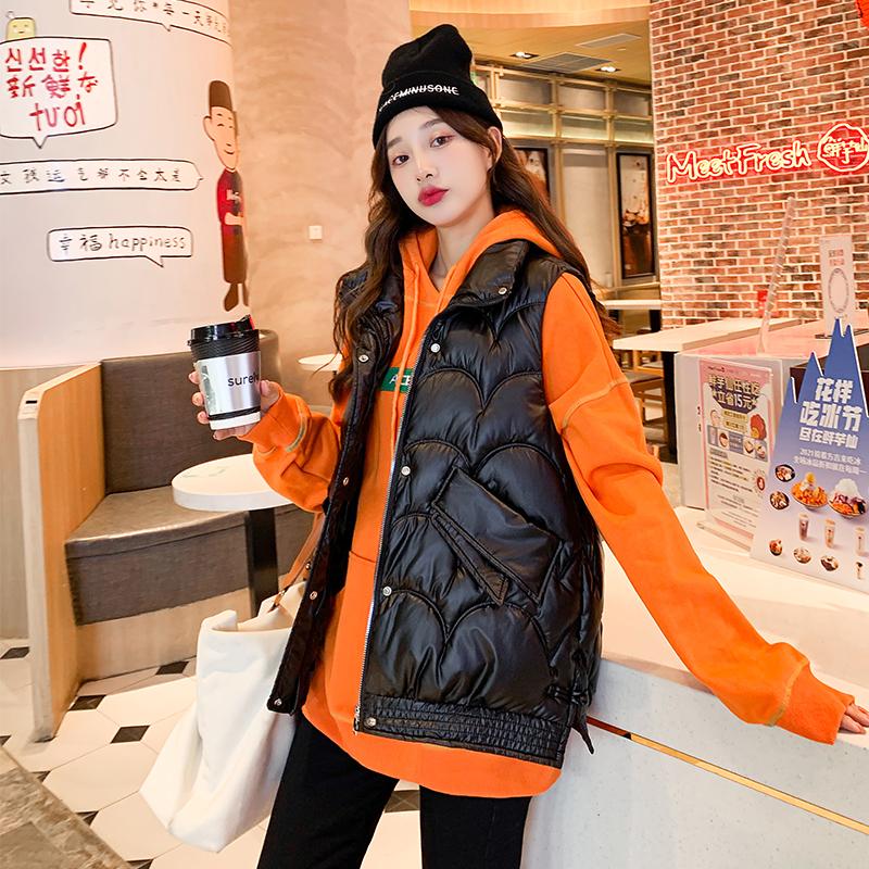Women's Sleeveless Jacket Quilted Solid Stand Collar Zipper Ladies Casual Winter Vest Pockets Fashion Waistcoat for Female