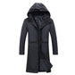 Winter Men's Down Jacket Mid-length Korean Style Slim Thick Hooded Warm Male White Duck Down Jacket