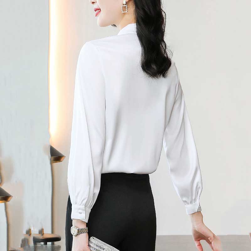 Bow Knot Streamer Bottoming Shirt Top Women's Spring and Summer Fashion Professional Temperament Blouses