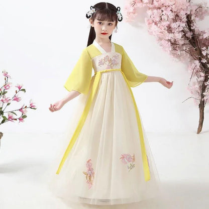 Girls' Hanfu Dress Summer Dress Children's Chinese Style Improved Underwear Ancient Costume Western Style Princess Skirt