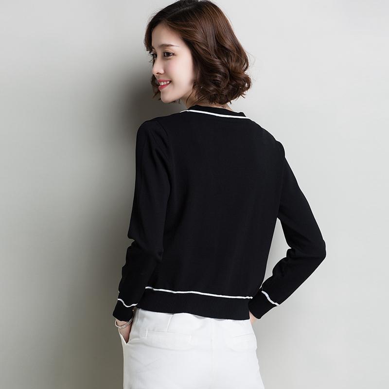 Fashion V-neck Knitted Cardigan Women's Long-sleeved Loose Short Sweater All-match Jacket