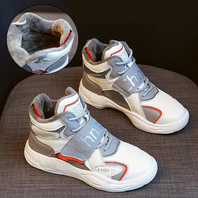 Women's Winter Plush Cotton Shoes Autumn Warm Flat Cotton Shoes Female Versatile Sports High-top Shoes