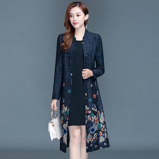 Windbreaker Women's Mid-length Korean Version of The Spring Loose Large Size Was Thin and Thin Spring and Autumn Jacket