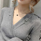 Spring and Autumn V-neck Skin-friendly Sweaters with Western Style Slim Slimming Sweaters, Women's Outer Wear Long-sleeved Sweaters