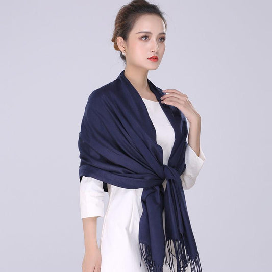 Pure Color Faux Cashmere Scarf Shawl Dual-use Wild Thick Long Section Ladies Warm Knitted Big Scarf Soft Fabric Temperament Shawl