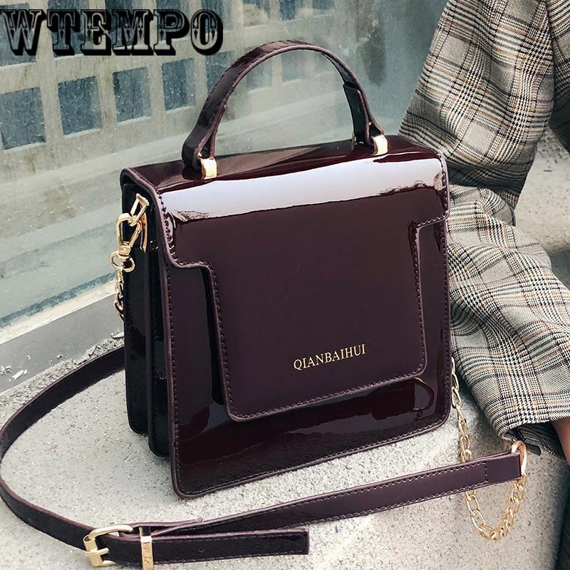 Fashion patent leather bag trend wild chain shoulder bag Messenger bag summer female bag handbag