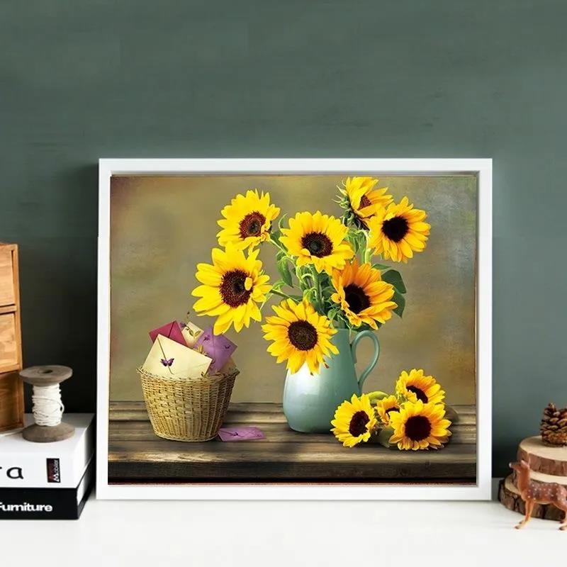 Sunflower Diamond Painting Full Diamond Cross Stitch Living Room Dining Room Small Painting Point Diamond Paste Diamond