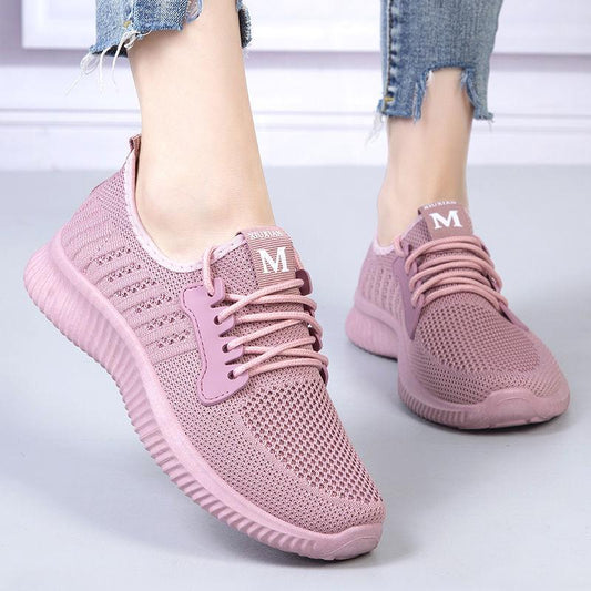 Summer Cloth Shoes Women Flying Woven Breathable Mesh Sports Shoes Flat Casual All-match Net Shoes Soft Sole Shoes