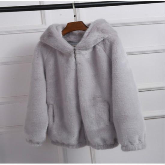 Women Fashion Plus Size Faux Fur Coat Hooded Warm Thicken Coat