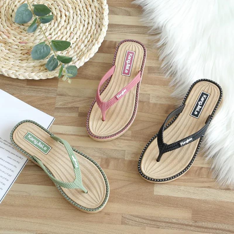 Slippers Women's Outer Wear Sandals Flip Flops Summer Casual Fashion Flat Feet Flat Heels Non-slip One Size Smaller