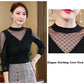 Shirt Women's Thin Spring and Summer Mesh Bottoming Shirt Long-sleeved Sexy Black Inner T-shirt