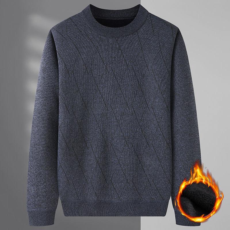 Autumn and Winter Sweaters Plus Velvet Thick Warm Bottoming Shirt Fashion Trend Suitable for Middle-aged and Elderly Men