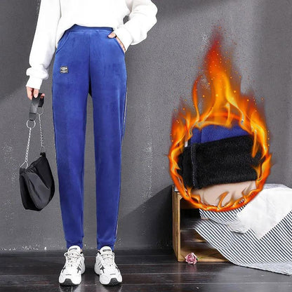 Plus Velvet Winter Women's Sports Pants Thickened Warmth and Thin Feet Guard Pants All-match Winter Leggings Casual Pants Fashion