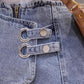 Women's High Waist Denim Shorts Summer Thin and Loose Korean Version of All-match Irregular Straight A-line Wide-leg Pants
