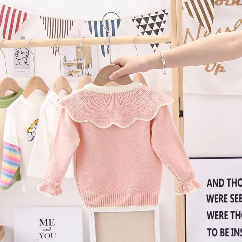 Girls Sweater Autumn and Winter New Sweater Baby Pullover Bottomed Shirt Children's Doll Collar Top