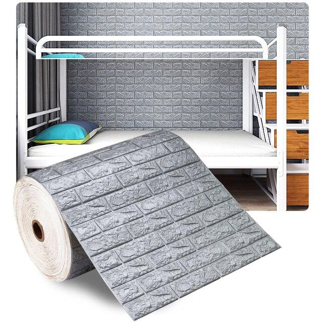 3D Self-Adhesive Wallpaper 70cm*77cm Continuous Waterproof Brick Wall Stickers Living Room Bedroom Children's Room Home Decoration