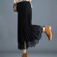 Double Side Wearable Lace Pleated Skirt Women's Large Size High Waist Mid-length Slim Mesh Skirt A-line Pleated Lace Long Skirt