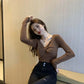 Women's Autumn and Winter Fashion Warmth Slim-fit Bottoming Sweater V-neck Short Sweater Long-sleeved Inner Top