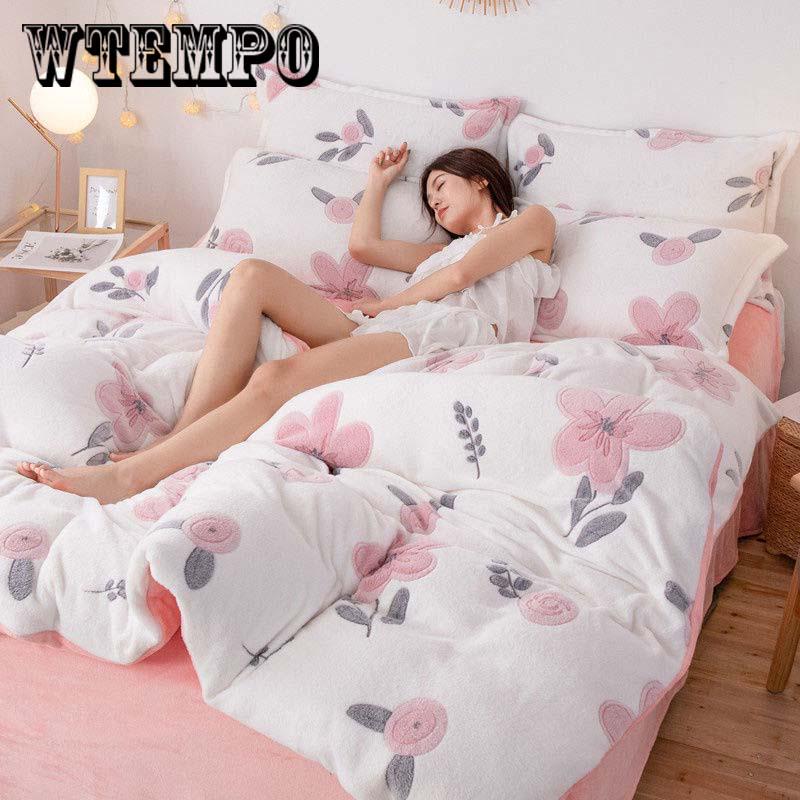 Winter Flannel Bedding Set Quilt Cover Design Bed Set Bedclothes Warm 4pcs