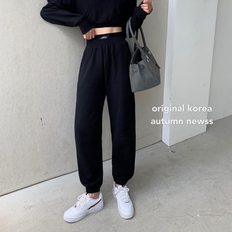 Gray Casual Sports Pants Women's Spring and Autumn Korean Style Loose High-waisted Footwear Pants Wide-leg Pants Tide