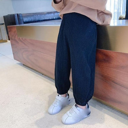 Boys and Girls Spring and Autumn Stretch Casual Pants, Children's Korean Knitted Pants, Loose Children's Trousers, Sweatpants