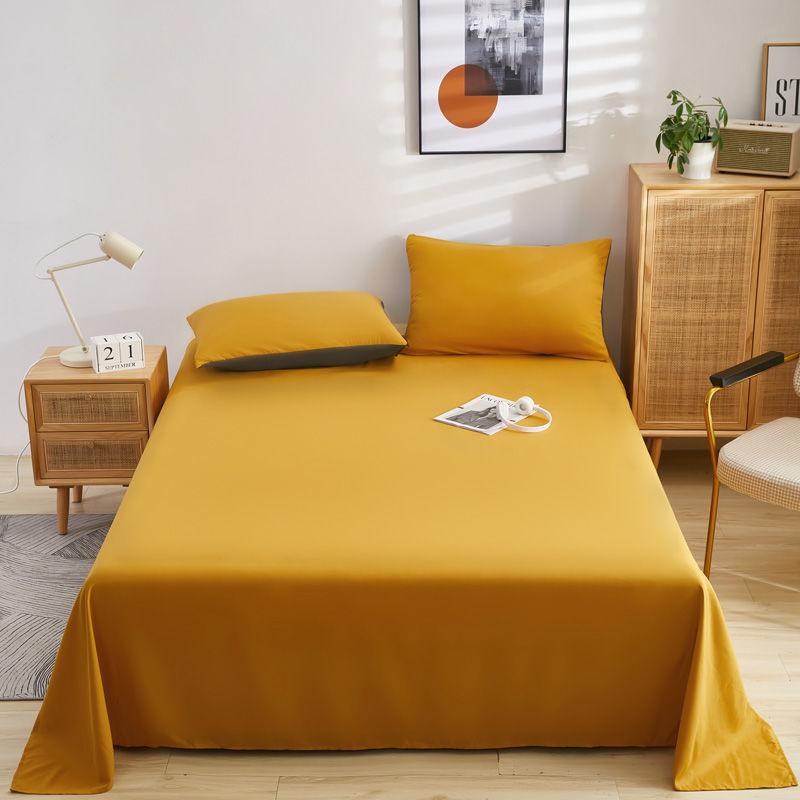 Solid Color Bed Sheet Cotton Mattress Protector Cover Flat Sheet 1pcs Soft Bedclothes Twin Queen King Size