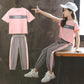 Girl Teenage Children's School Clothing Fashion 2pcs T-shirt and Harem Pants Children Casual Sets Summer Suits Girl Sports Clothes