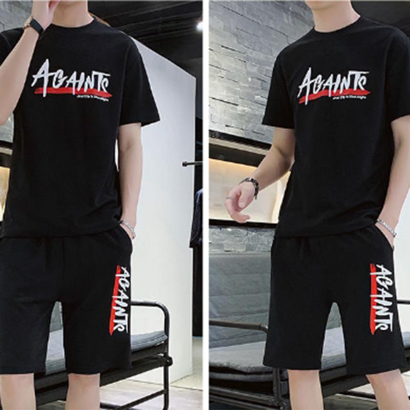 Two-piece Men's Casual Sports Suit Summer Thin Section Large Size Short-sleeved Shorts Plus Fertilizer To Increase Youth Middle-aged Clothing