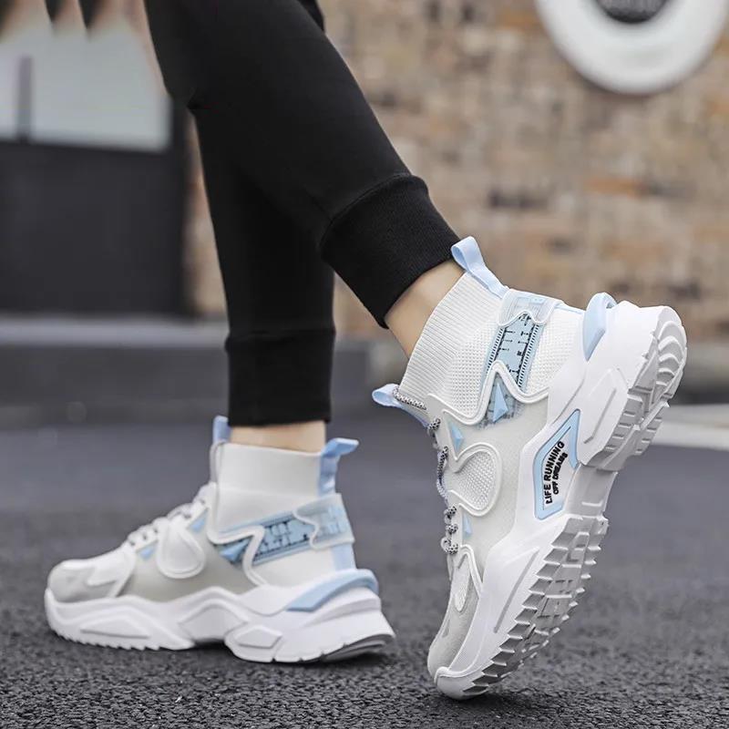 Summer Casual Men's Shoes Korean Style Trendy Thin Socks and Shoes Breathable Mesh Sneakers