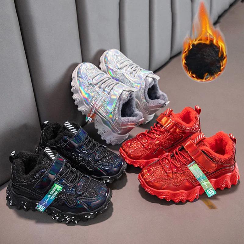 Girls Martin Boots Autumn Winter Girls' Boots Low-top Ankle Boots and Velvet Cotton Shoes To Keep Warm