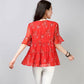 Chiffon Shirt Short -sleeved Large Size Women's Shirt Floral Loose T-shirt Round Neck Shirt