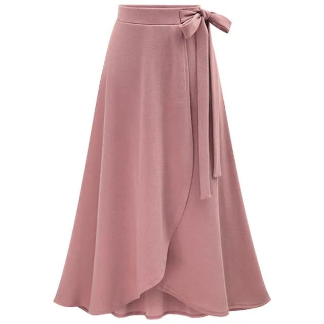 Bow Tie Irregular Large Hem Skirt Women's Large Size High Waist Slit Skirt Solid Color Slim A-line Skirt