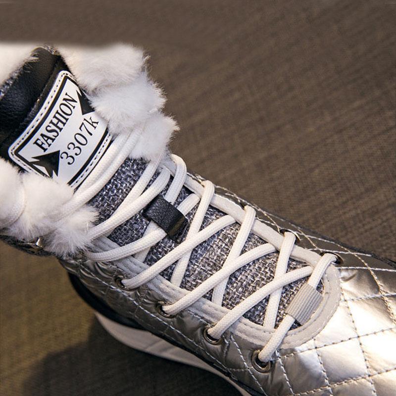 Leather Snow Boots Woman Autumn and Winter Plus Velvet Thick Cotton Casual High-top Shoes Non-slip Martin Boots