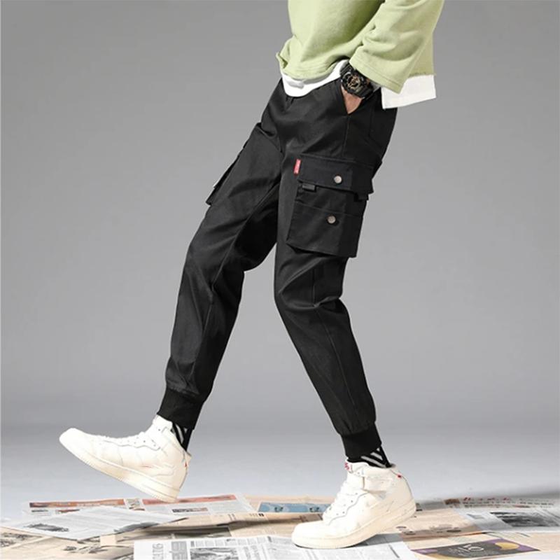 Men's Casual Trousers Sports and Leisure Korean Style Trendy Ankle Pants Pocket Streetwear Small Feet Long Pants Outdoor Mid-waist Elastic Bottoms