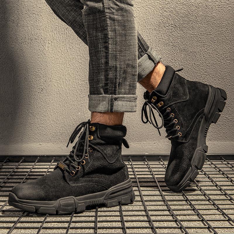 Men's Martin Boots Men Leather Shoes British Style High-top Shoes Men Desert Boots Casual Shoes