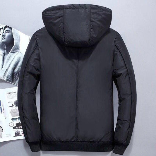 White Duck Down Men's Down Jacket Winter Fashion Trend Stand-up Collar Shiny Face Slim Black Jacket