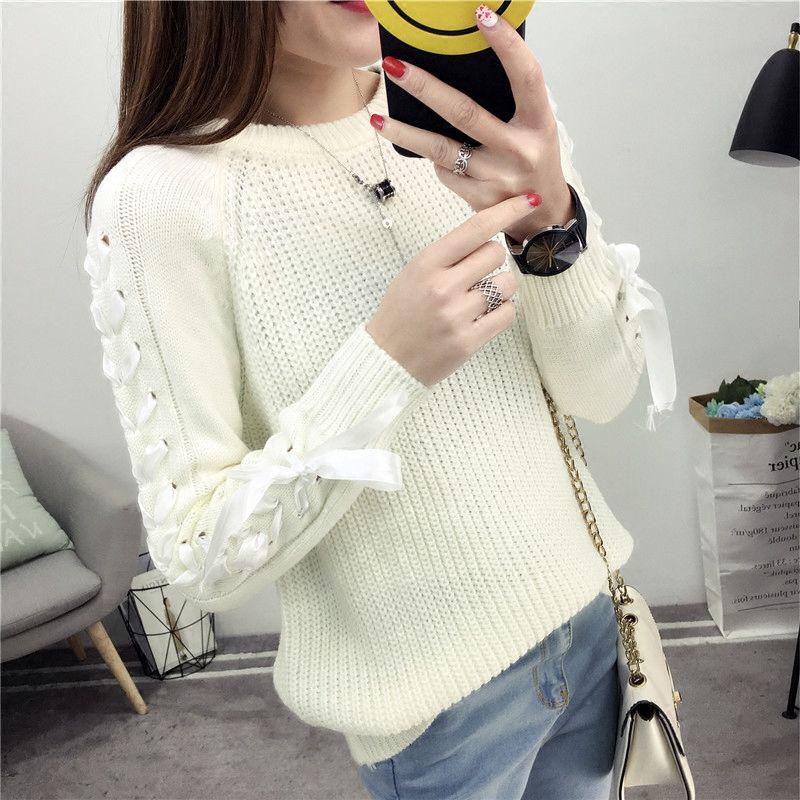 Warm sweater women's autumn and winter blouse loose round neck thickening inside wearing a sweater