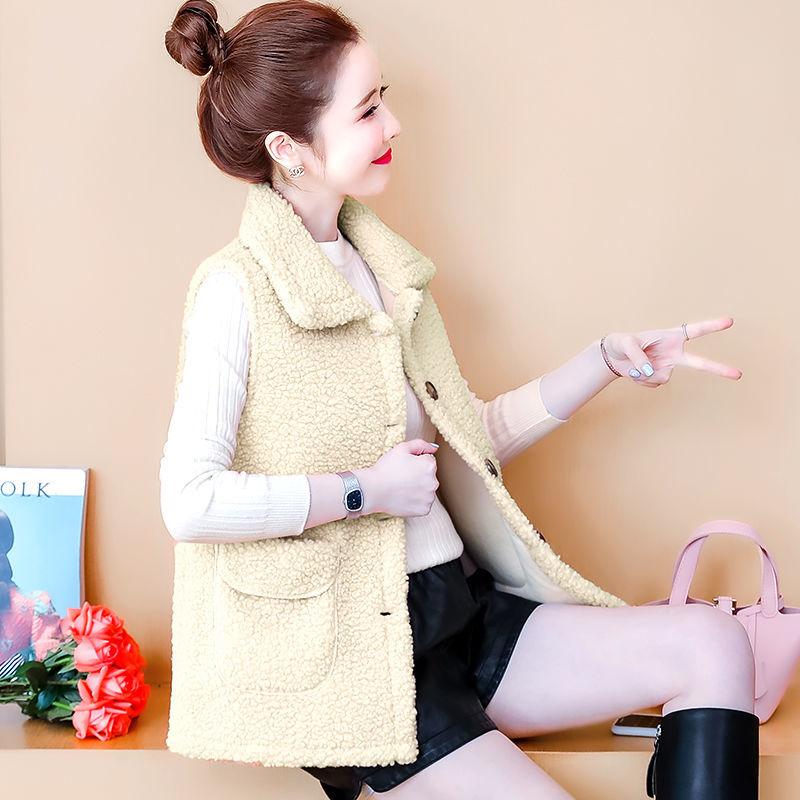 Faux Lamb Velvet Vest Women's Spring and Autumn Loose Wear Vest Coat Trendy