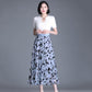 Gauze Skirt Female Floral Fairy Skirt Pleated A-line Skirt Mid-length High Waist Slimming Mesh Skirt Women's Skirt
