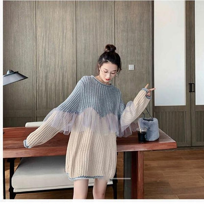 Maternity Wear Spring and Autumn Fashion Top Loose Knit Dress Mid-length Coat for Expectant Mother