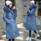 Detachable Women's Mid-length Over-the-knee Large Fur Collar Plus Velvet Padded Coat