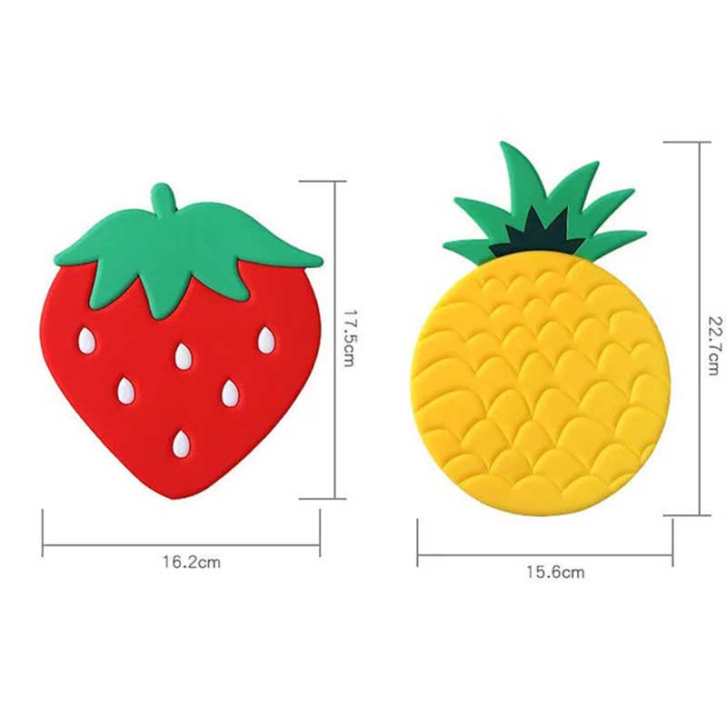 2pcs Cartoon Fruit Cute Table Mat Silicone Mat Non-slip Anti-scalding Coaster