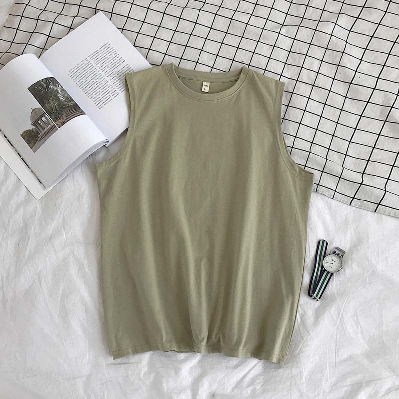 Pure Cotton Vest Summer Loose Solid Color Sleeveless Sports Fitness Waistcoat Vest