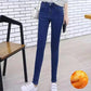 Fleece Cropped Trousers Winter High Waist Solid Color Plus Size Slimming Plus Cotton Warm Feet Jeans Thick Slim Stretch Pants