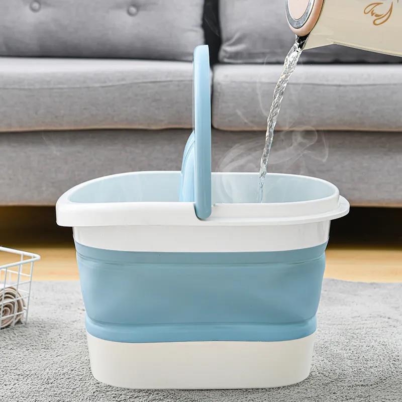 Household Folding Foot Bath Barrel for Children with Lid Foot Bath Barrel Heightening Massage Foot Barrel Plastic Foot Basin Dormitory Health